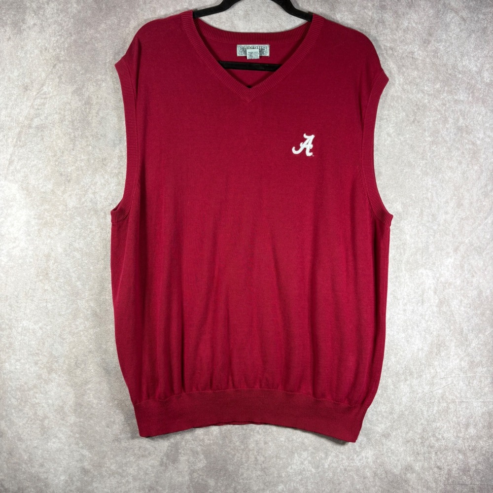 Alabama Crimson Tide Campus Specialties Sweater Vest Men Large Red V-Neck Cotton